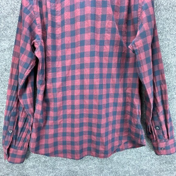 Teddy‎ Stratford Shirt Mens 3 M/L Maroon Blue Zip Button Up Check Cotton Pockets - Picture 7 of 16